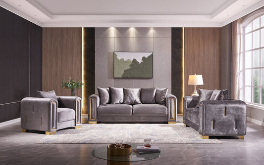 Impreza 3Pc Modern Living Room Set  in Silver