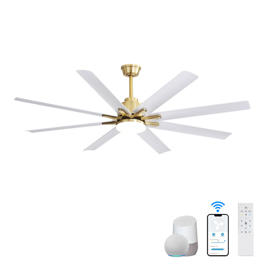 66 Inch Low Profile Ceiling Fan with Dimmable Lights and Remote Control 6 Speed Reversible Noiseless DC Motor for Indoor